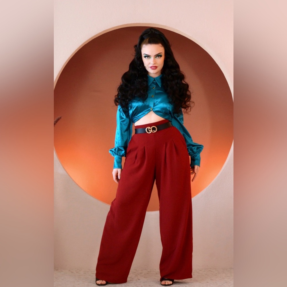 Pinup girl clothing Hepburn trousers red xl